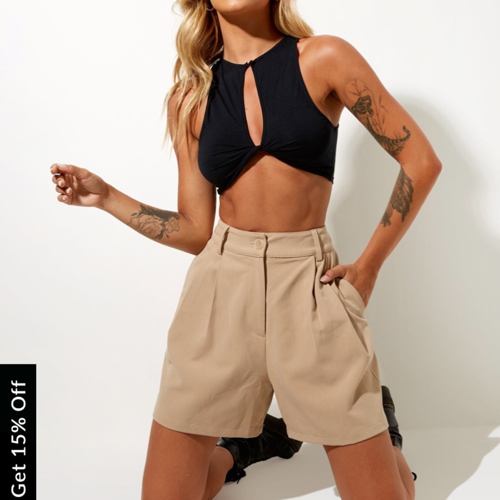 Motel Rocks Trouser Short in Tan